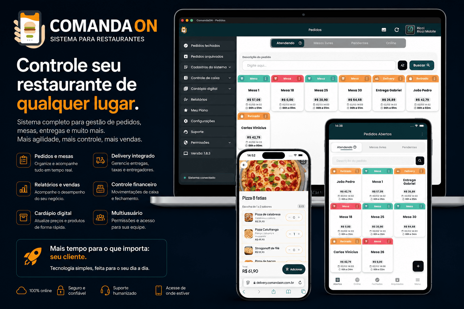 ComandaON gestão de pedidos